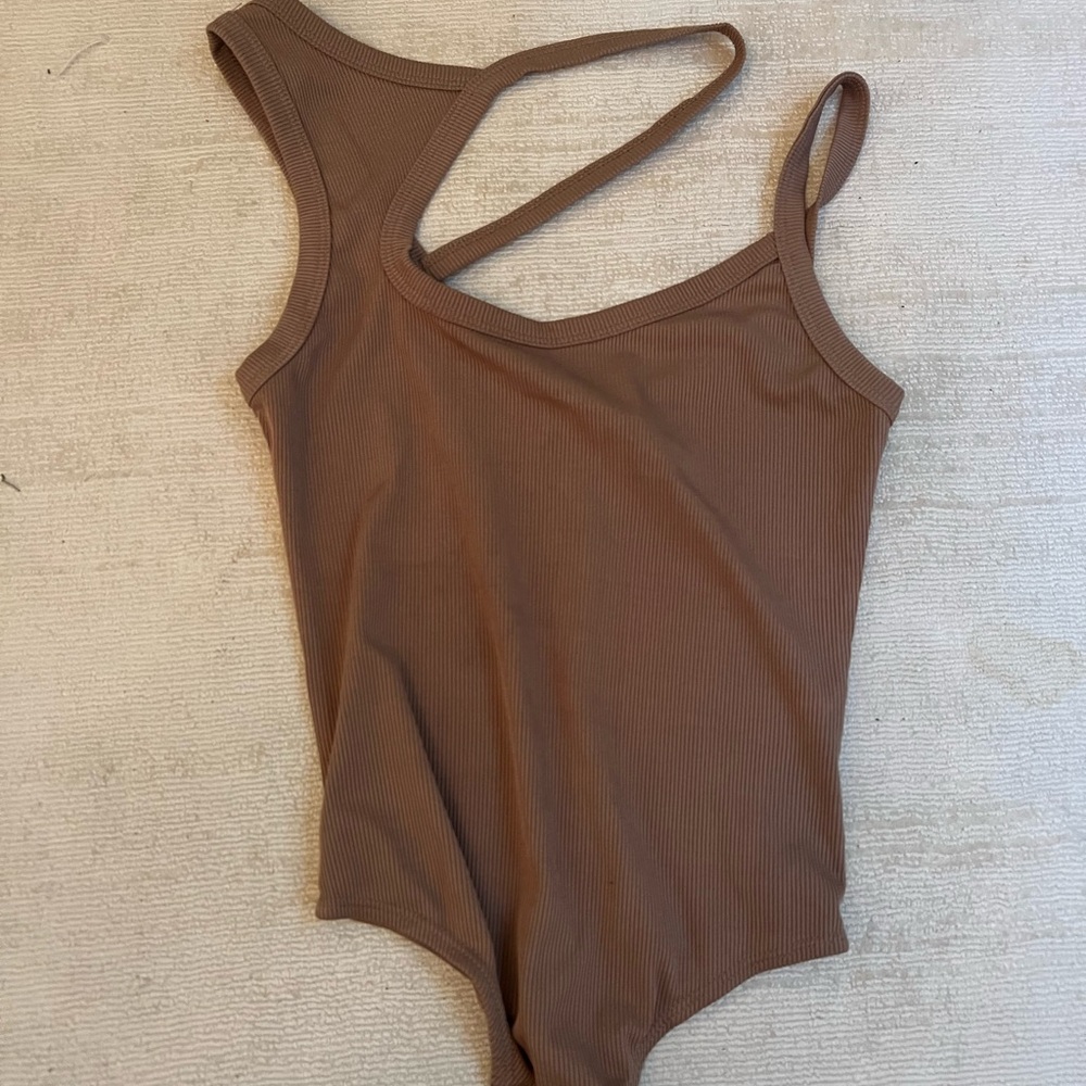 Princess Polly Brown Ribbed Bodysuit